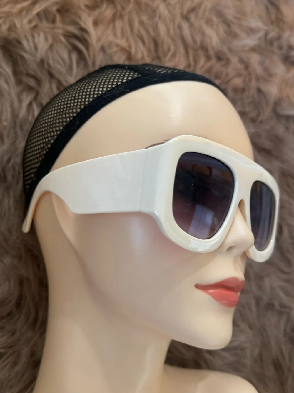 Futuristic sunglasses cream white